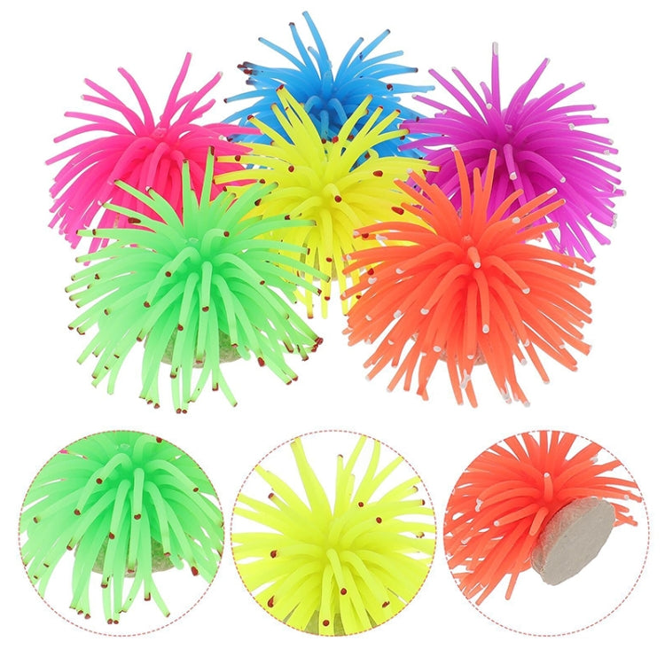 Assorted spiky sea urchin ball coral decorations in multiple bright colors, aquarium set.
