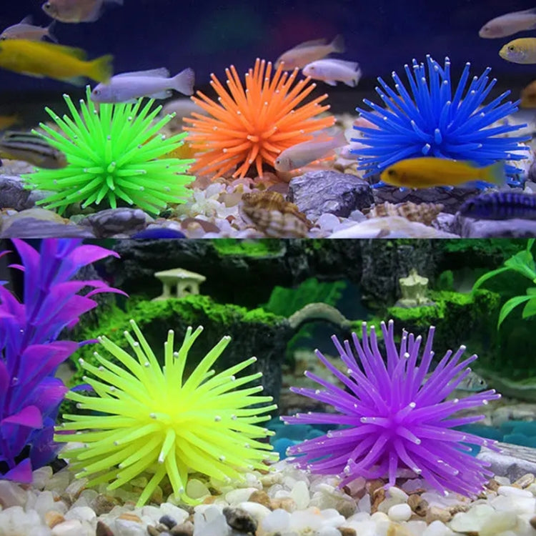 TPR sea urchin ball coral decoration, orange green blue purple spiky spheres