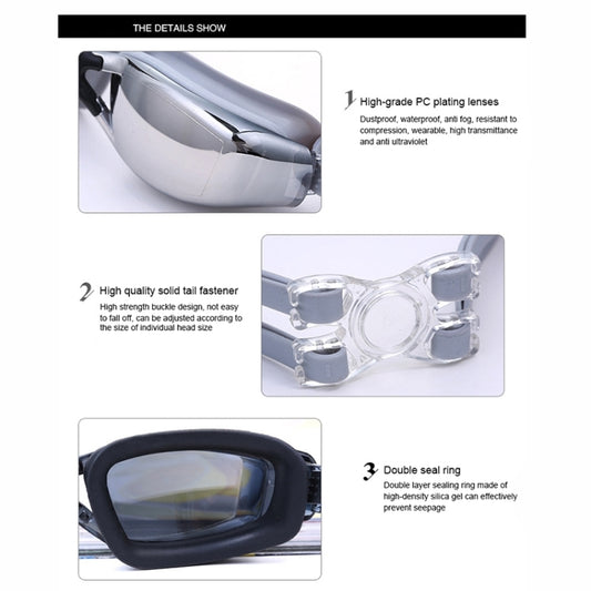 Electroplating Anti-fog Silicone Swimming Goggles for Adults, Suitable for 400 Degree Myopia, 400 Degree Myopia