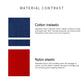 Fabric swatches for boxing hand bandages: blue and red cotton/nylon elastic panels.