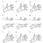 Line diagrams showing boxing hand bandage wrapping steps for wrist and thumb.