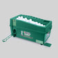 Green golf ball dispenser with open top ball tray and front ball launch area