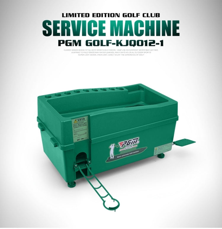 Green golf ball dispenser tee up machine with front base supports