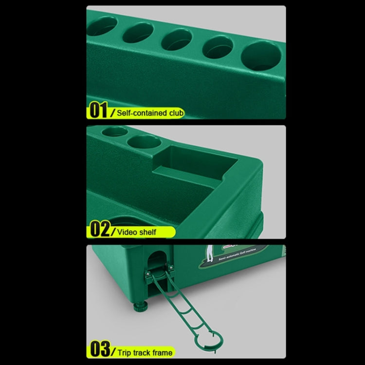 Close-up of green ball dispenser top with circular ball holes