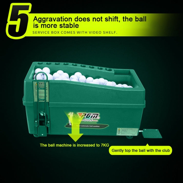 Green golf ball dispenser with ball tray and front side panel