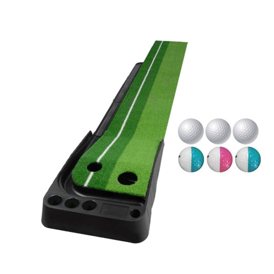 PGM Golf Putting Mat Push Rod Trainer 2.5m, with Three Soft Balls & Three Bicolor Balls & Auto Ball Return Fairway, 2.5m, with Three Soft Balls & Three Bicolor Balls & Auto Ball Return Fairway