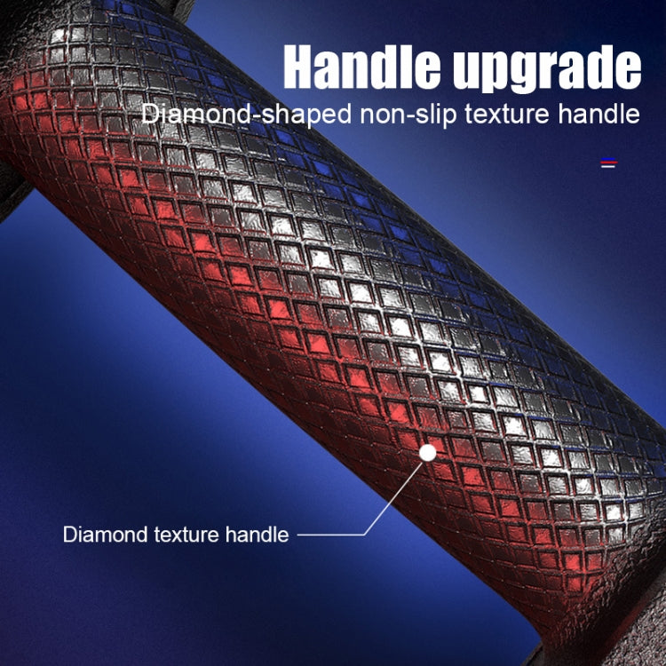 Textured diamond-pattern handle of a hex dumbbell for non-slip grip.