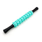 Mint green segmented roller massage stick with black padded end grips
