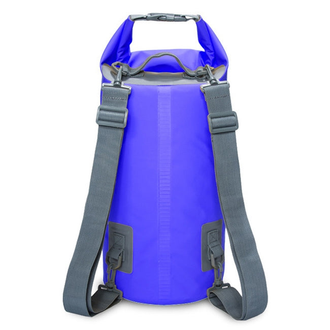 5L waterproof dry sack, blue, dual shoulder straps, roll-top closure