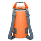 5L waterproof dry sack, orange, dual shoulder straps, roll-top closure