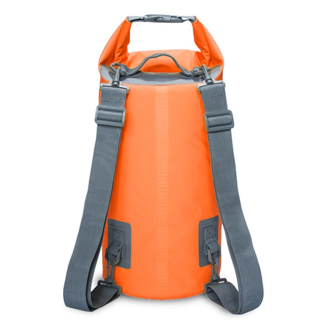 5L waterproof dry sack, orange, dual shoulder straps, roll-top closure
