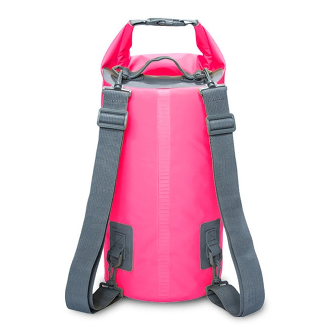 5L waterproof dry sack, pink, dual shoulder straps, roll-top closure