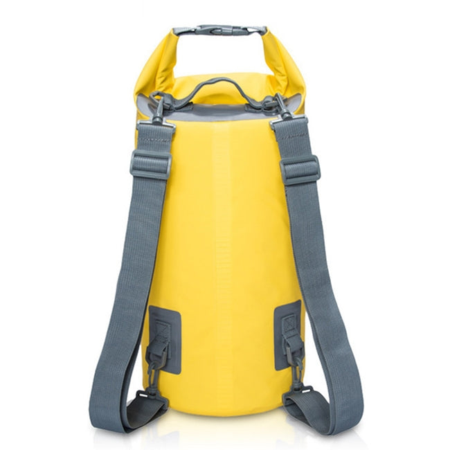 5L waterproof dry sack, yellow, dual shoulder straps, roll-top closure