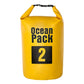 2L waterproof dry sack PVC barrel bag, yellow with Ocean Pack 2 label