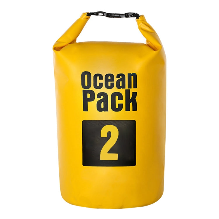 2L waterproof dry sack PVC barrel bag, yellow with Ocean Pack 2 label