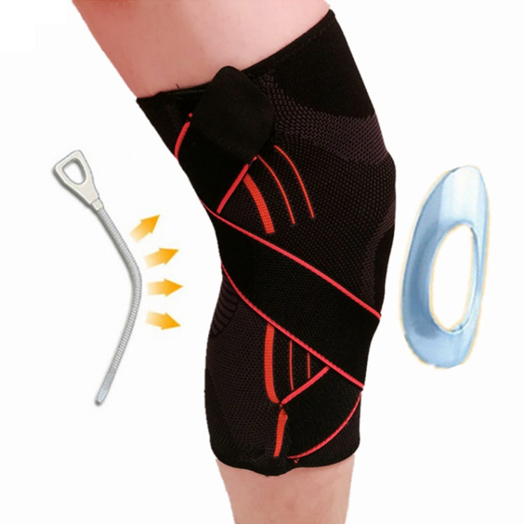 Sports High Elastic Shockproof Non-slip Silicone Knee Support Guards with Pressure Strip Size: L, L