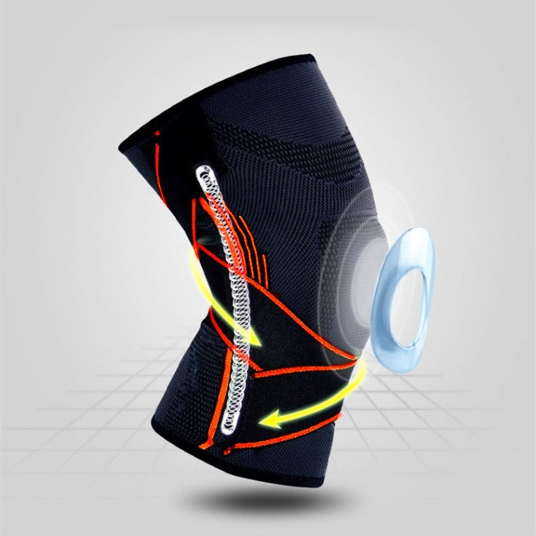 Sports High Elastic Shockproof Non-slip Silicone Knee Support Guards with Pressure Strip Size: L, L