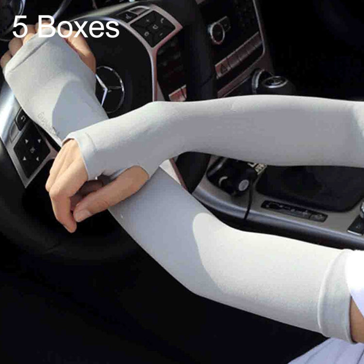 Light-colored ice-silk UV arm sleeves with open-finger design, long oversleeve
