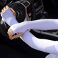 Lavender ice-silk UV arm sleeves with open-finger design, long oversleeve