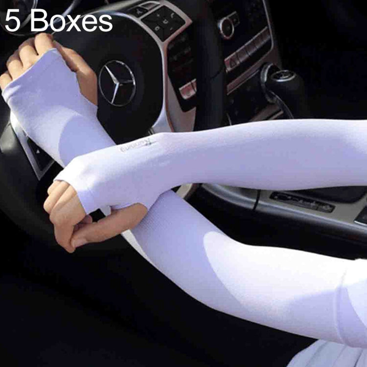 Purple ice-silk UV arm sleeves with open-finger design, long oversleeve