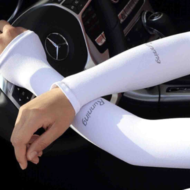 White long arm oversleeves with thumb hole and elastic cuff