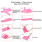 Foldable transparent pink raincoat with sleeve-fold design and storage pouch