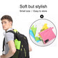 Transparent raincoat with compact storage bag, shown folded with color options