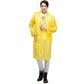 Yellow transparent frosted raincoat with hood and front button closure