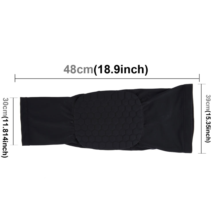Black long knee brace sleeve with padded honeycomb panel and elastic fit