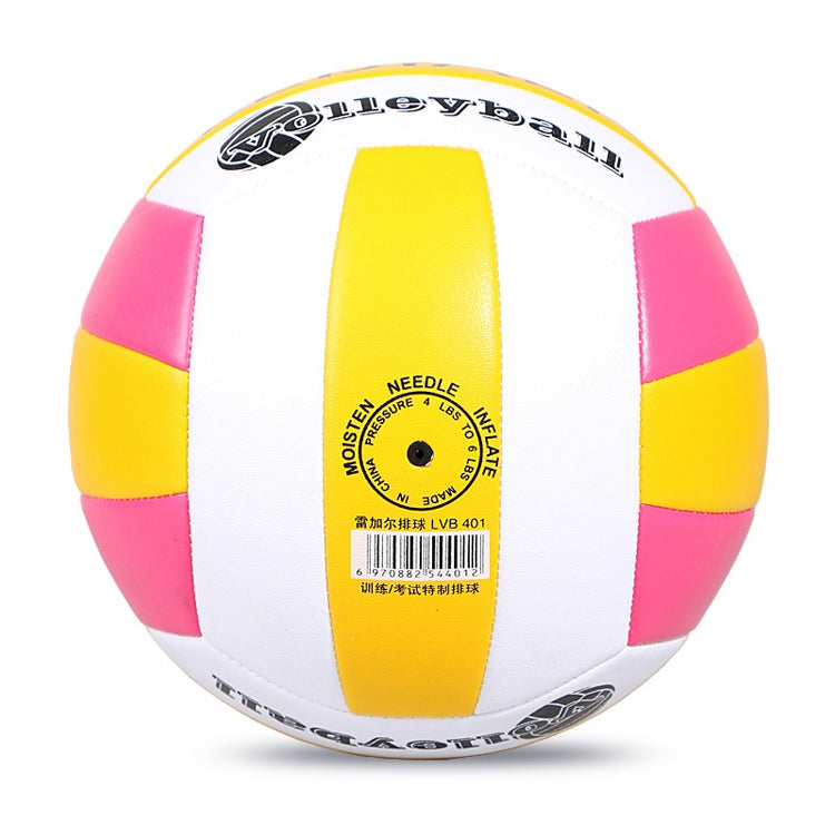 No. 5 volleyball back with label, white, yellow center stripe, pink side panels