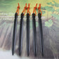 Aluminium tent peg set with rope, black pegs