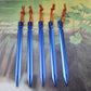 Aluminium tent peg set with rope, blue pegs