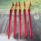 Aluminium tent peg set with rope, red pegs