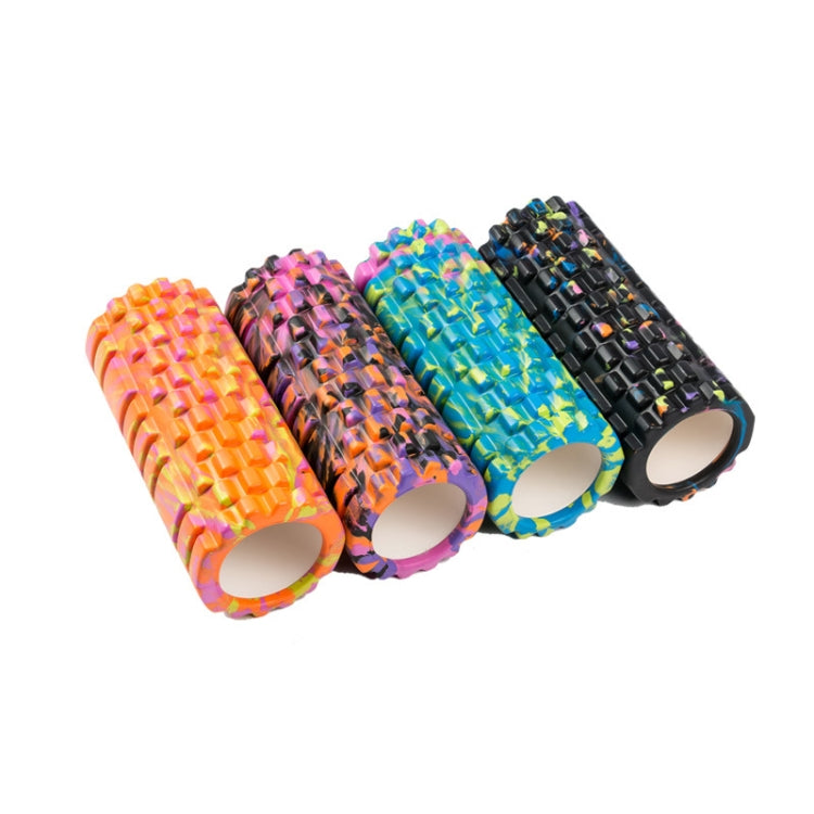 Four angled high-density dimpled foam rollers in patterned colors