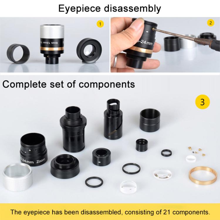 Astronomical Telescope 8-24mm All-metal Continuous Zoom Eyepiece, 8-24mm