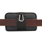 Dark gray phone waist bag with wide gray strap and metal D-ring clip