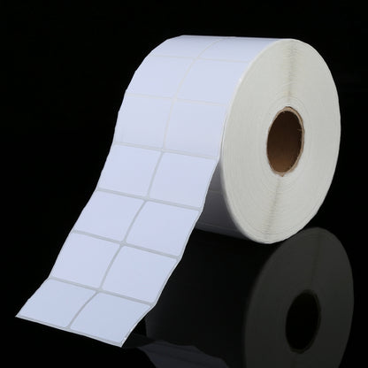 Blank white label sticker roll with 30x40mm rectangular label backing strip