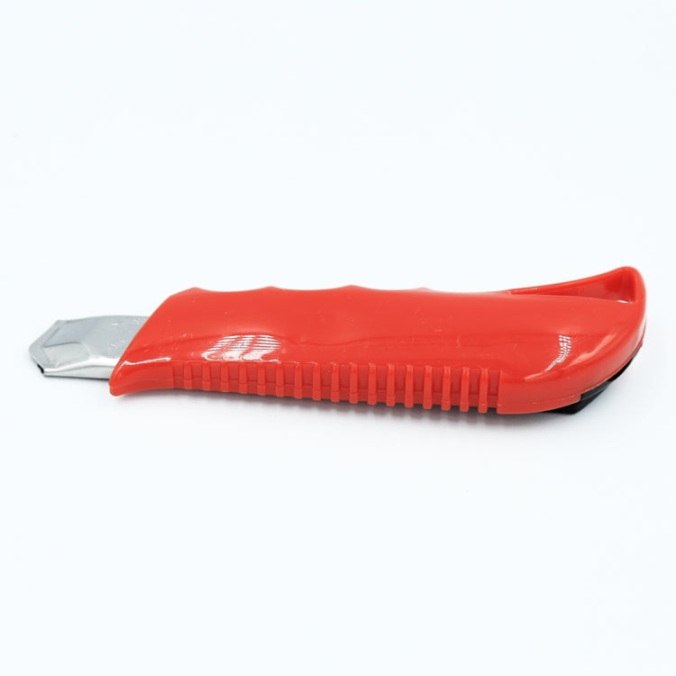 Utility paper cutter knife with red cover handle and exposed stainless cutting blade