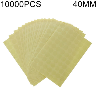 Transparent self-adhesive round sealing stickers, 40mm, stacked in a fan