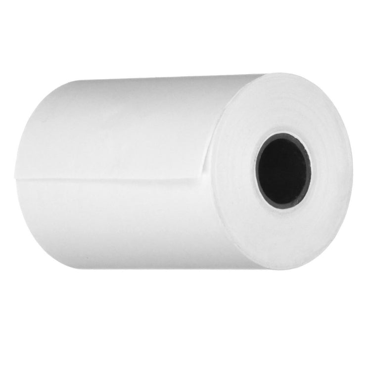 Single white thermal paper roll, thick cylinder shape with black inner core