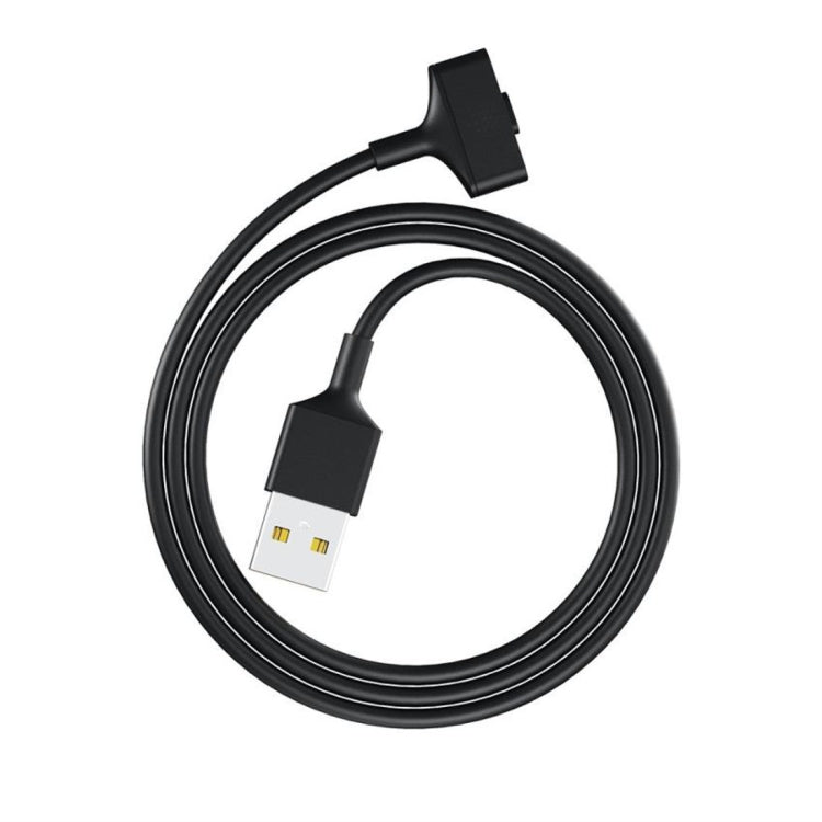 Black USB-A to watch charging cable with gold contact pins