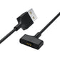 Black watch charging dock with gold pins and USB-A plug
