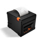 Black 80mm thermal receipt printer showing front panel buttons and paper roll