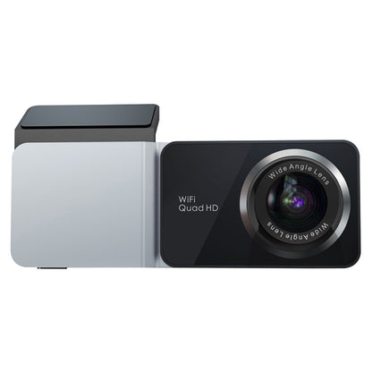 Car dashcam night-vision recorder with black lens module and light gray housing