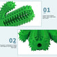 Green cactus-tooth shaped dog dental toy with bristle rows for cleaning