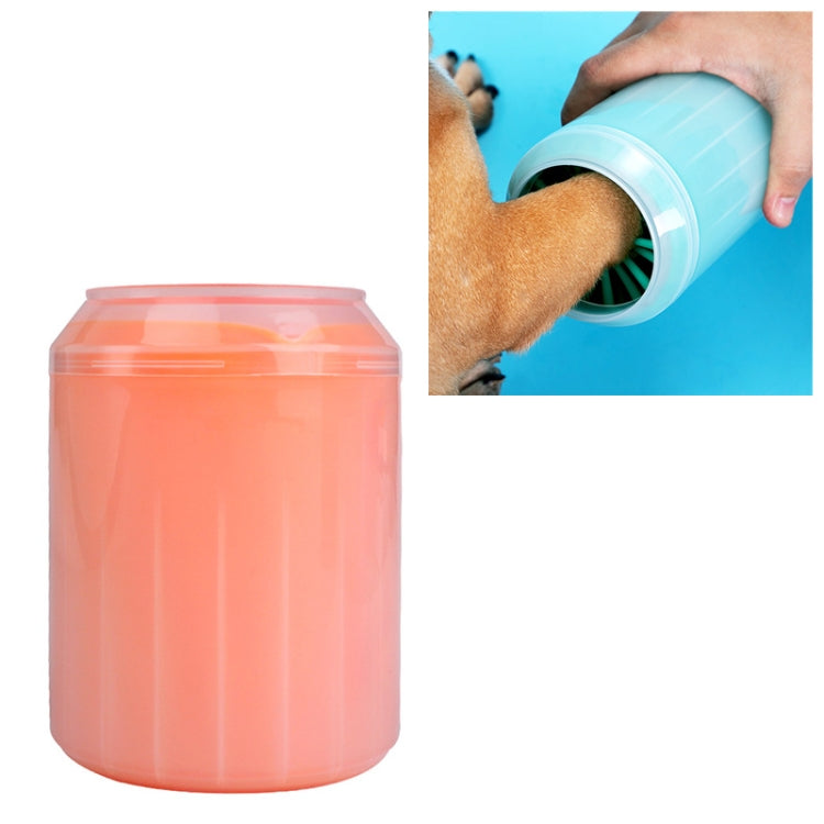 Small orange silicone pet foot washing cup with open rim