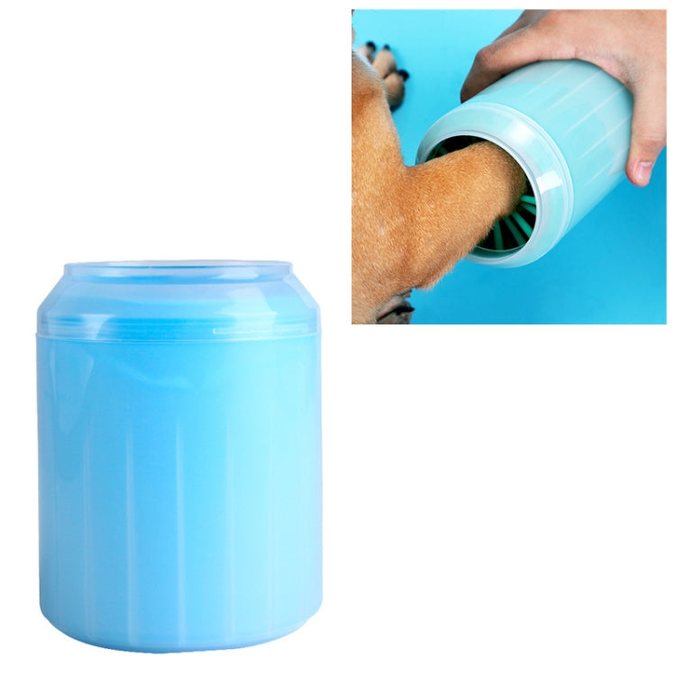 Small blue silicone pet foot washing cup with open rim