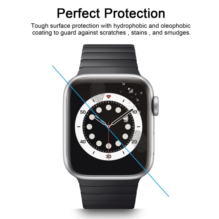 Black 42mm smartwatch with clear tempered glass screen protector coating
