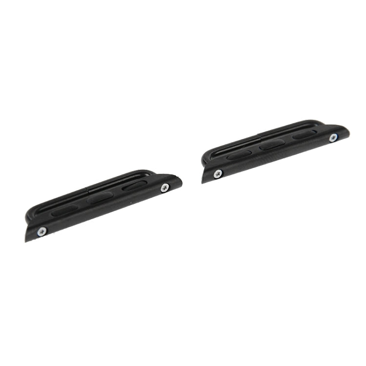 Black metal strap connector buckles with screw holes, set of two