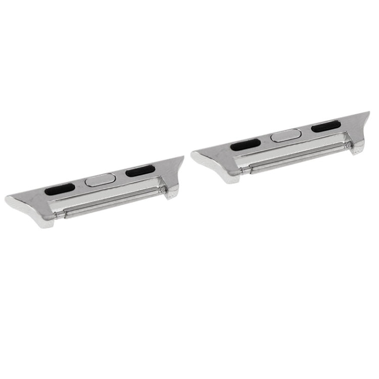 Silver metal watch strap connectors with pin posts and black elongated openings